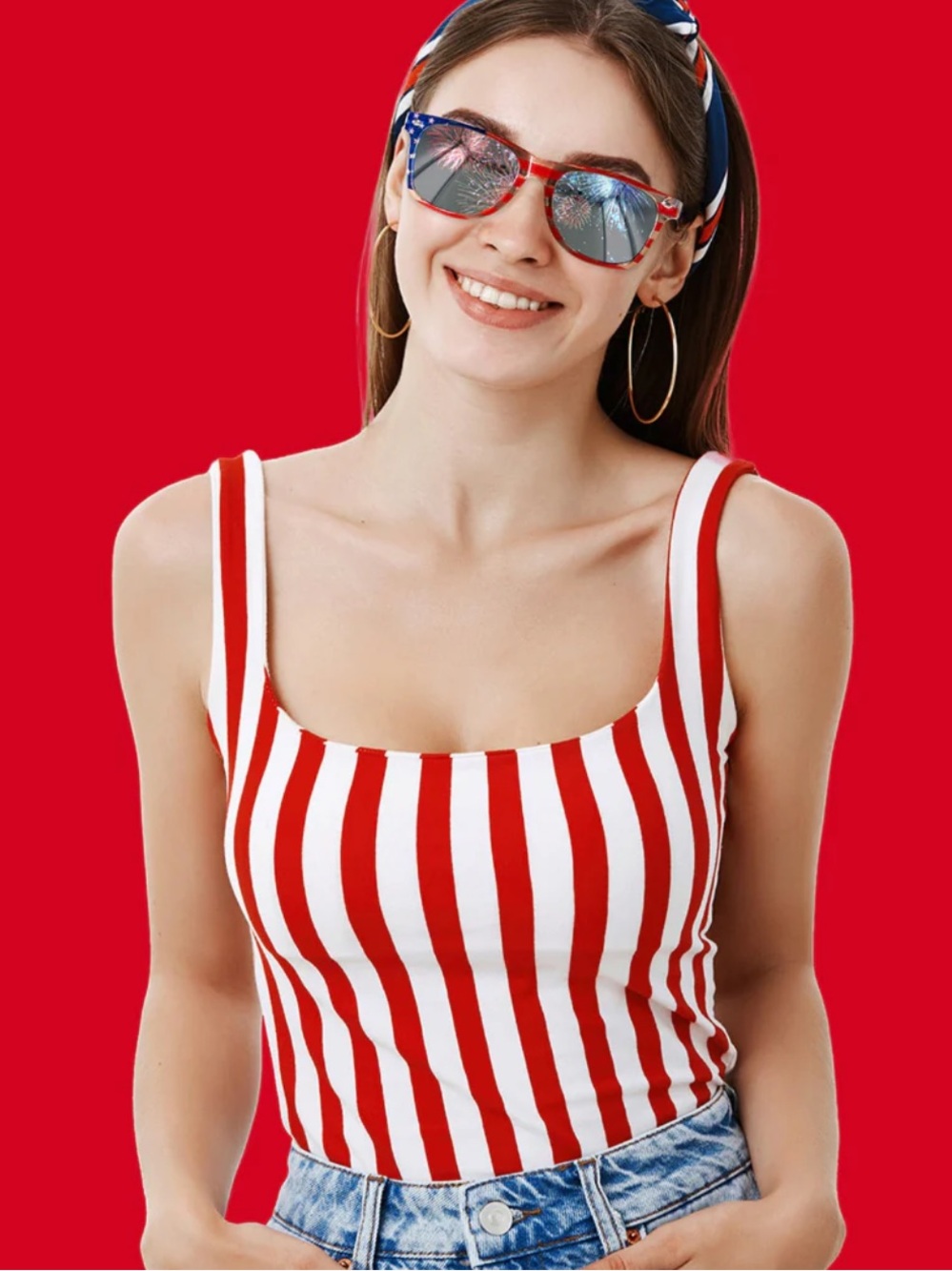 DM UNITED WE SWAG Stars Stripes Patriot Pride Flag Print Mirrored Sunglasses